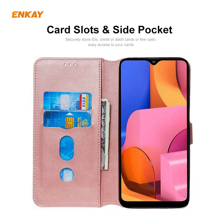 For Samsung Galaxy A21 ENKAY Hat-Prince Horizontal Flip Leather Case with Holder & Card Slots & Wallet