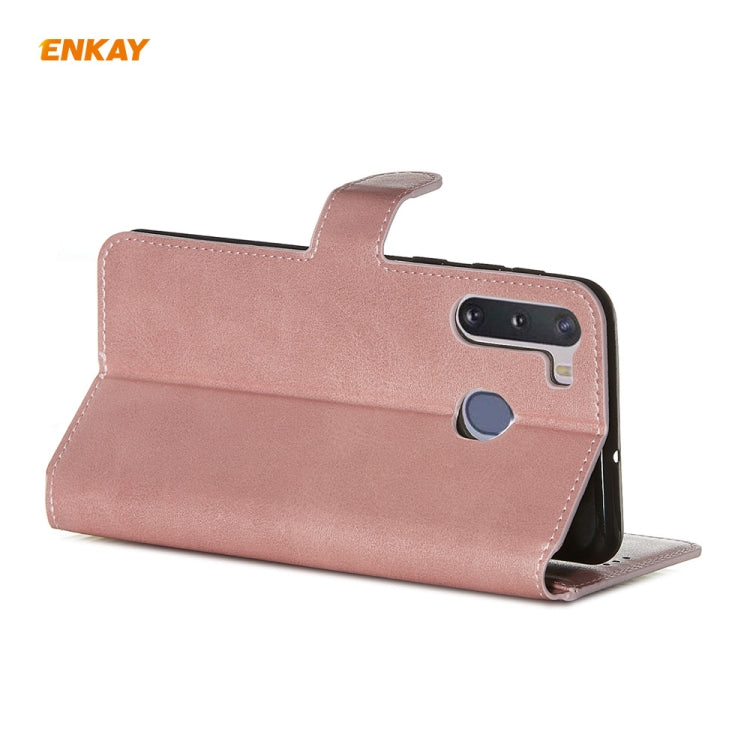 For Samsung Galaxy A21 ENKAY Hat-Prince Horizontal Flip Leather Case with Holder & Card Slots & Wallet