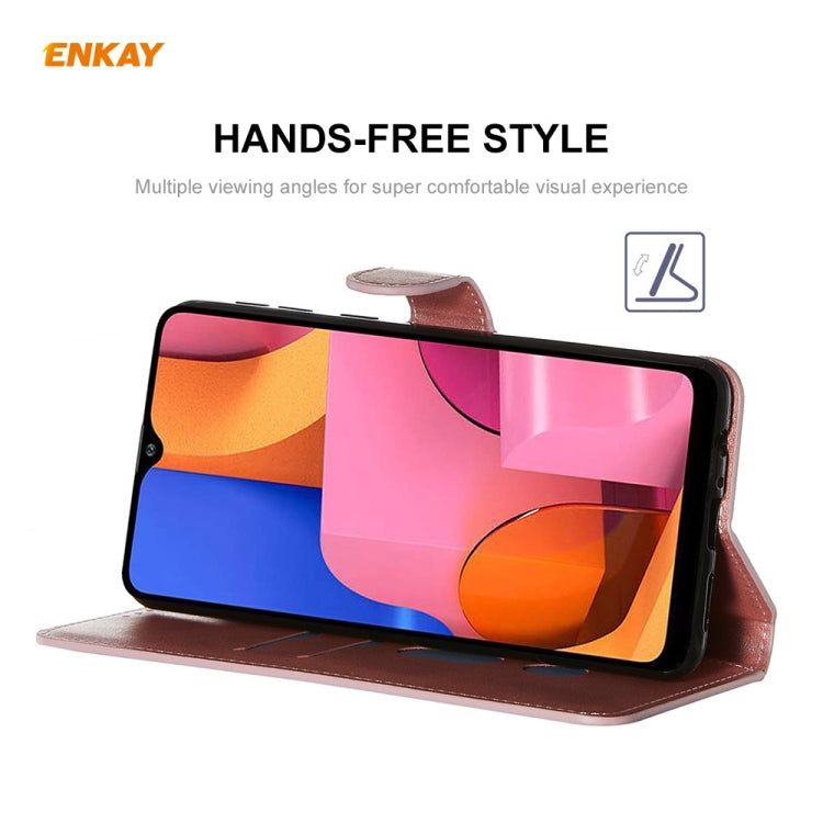 For Samsung Galaxy A21 ENKAY Hat-Prince Horizontal Flip Leather Case with Holder & Card Slots & Wallet