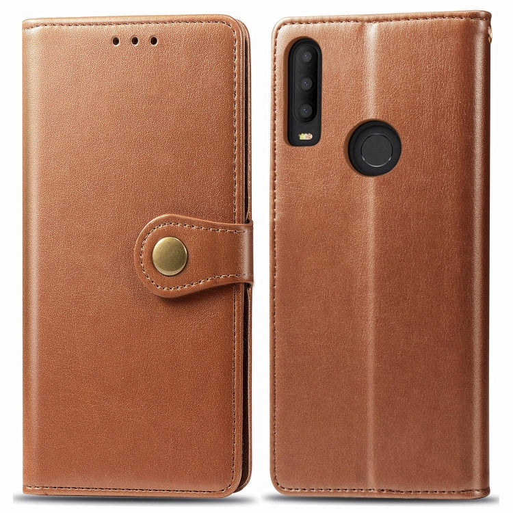 For Alcatel 3X 2019 Retro Solid Color Leather Buckle Mobile Phone Protection Leather Case with Photo Frame & Card Slot & Wallet & Bracket Function