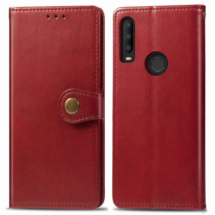 For Alcatel 3X 2019 Retro Solid Color Leather Buckle Mobile Phone Protection Leather Case with Photo Frame & Card Slot & Wallet & Bracket Function