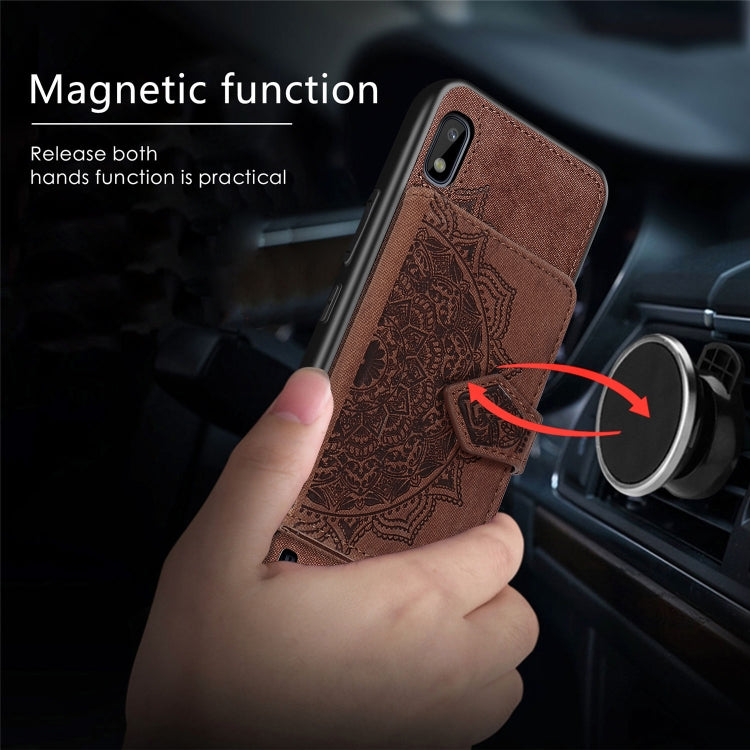 For Galaxy A10 Mandala Embossed Magnetic Cloth PU + TPU + PC Case with Holder & Card Slots & Wallet & Photo Frame & Strap