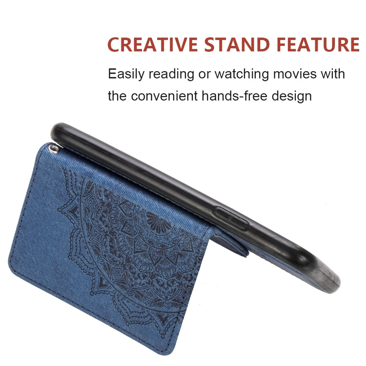 For Galaxy A10 Mandala Embossed Magnetic Cloth PU + TPU + PC Case with Holder & Card Slots & Wallet & Photo Frame & Strap