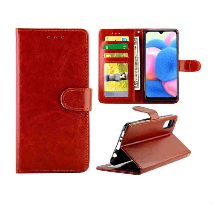 For  Galaxy A30s/A50 Crazy Horse Texture Leather Horizontal Flip Protective Case with Holder & Card Slots & Wallet & Photo Frame
