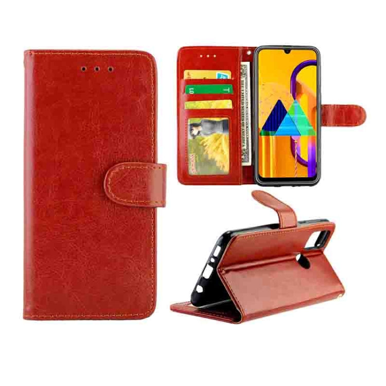 For Galaxy M30s Crazy Horse Texture Leather Horizontal Flip Protective Case with Holder & Card Slots & Wallet & Photo Frame