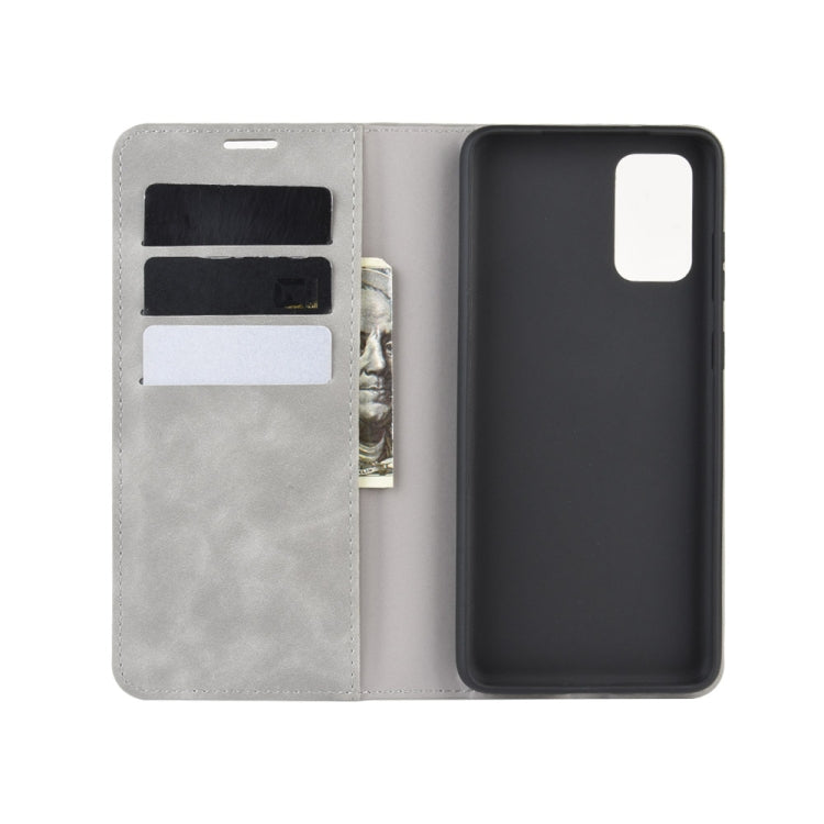 For Galaxy S20+ Retro-skin Business Magnetic Suction Leather Case with Holder & Card Slots & Wallet