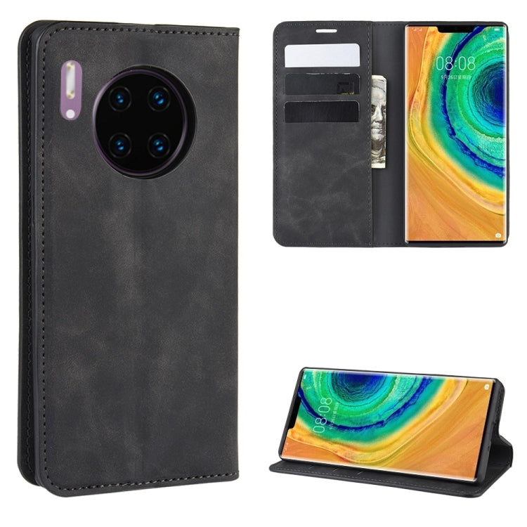 For Huawei Mate 30 Pro Retro-skin Business Magnetic Suction Leather Case with Holder & Card Slots & Wallet