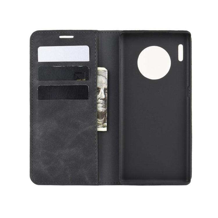 For Huawei Mate 30 Pro Retro-skin Business Magnetic Suction Leather Case with Holder & Card Slots & Wallet
