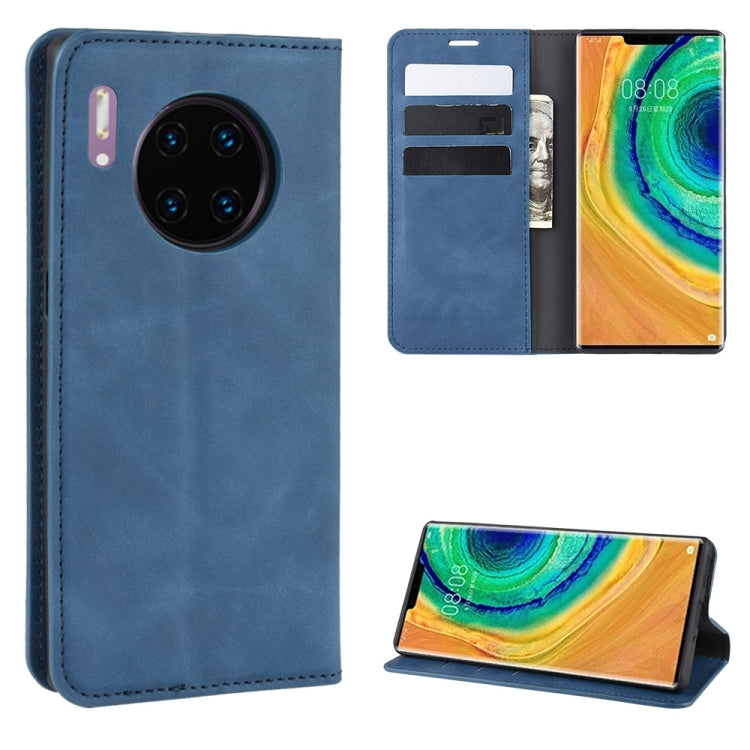 For Huawei Mate 30 Pro Retro-skin Business Magnetic Suction Leather Case with Holder & Card Slots & Wallet