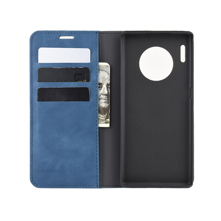 For Huawei Mate 30 Pro Retro-skin Business Magnetic Suction Leather Case with Holder & Card Slots & Wallet