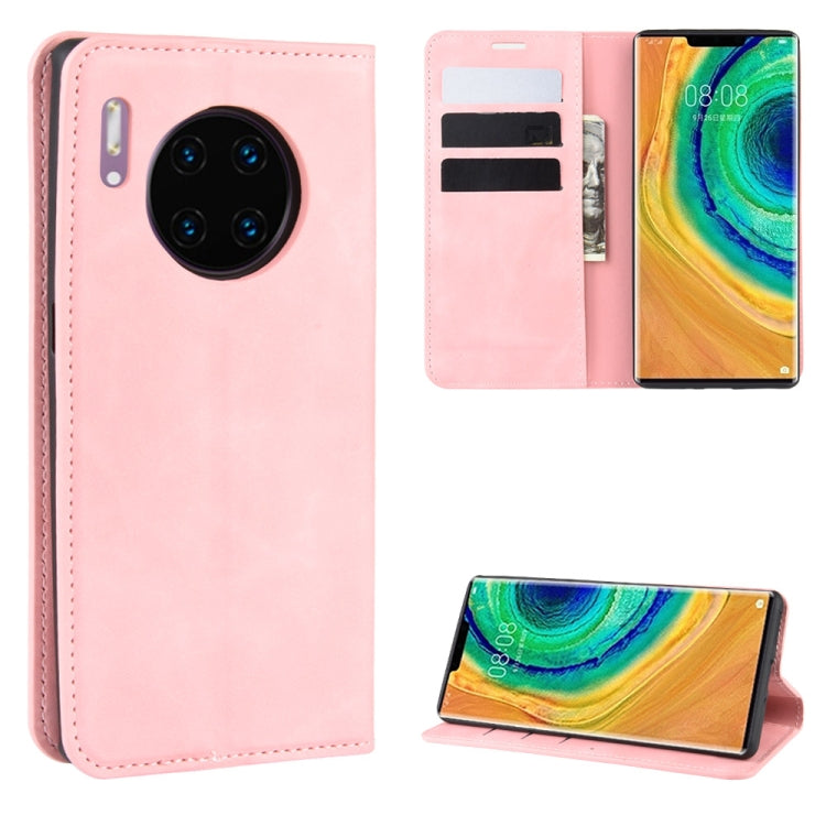 For Huawei Mate 30 Pro Retro-skin Business Magnetic Suction Leather Case with Holder & Card Slots & Wallet