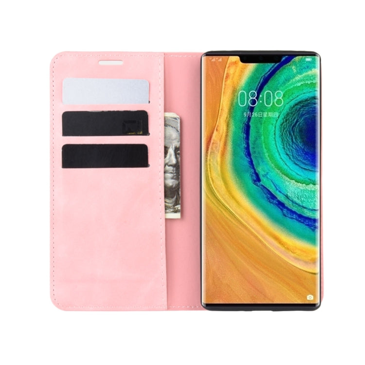 For Huawei Mate 30 Pro Retro-skin Business Magnetic Suction Leather Case with Holder & Card Slots & Wallet