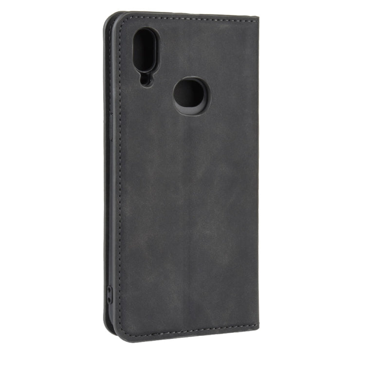 For Galaxy A10s Retro-skin Business Magnetic Suction Leather Case with Holder & Card Slots & Wallet