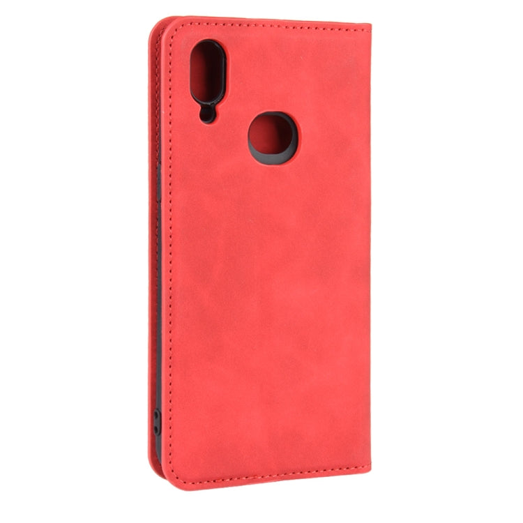 For Galaxy A10s Retro-skin Business Magnetic Suction Leather Case with Holder & Card Slots & Wallet