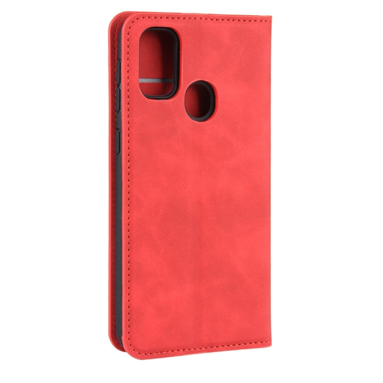 For Galaxy M30s Retro-skin Business Magnetic Suction Leather Case with Holder & Card Slots & Wallet