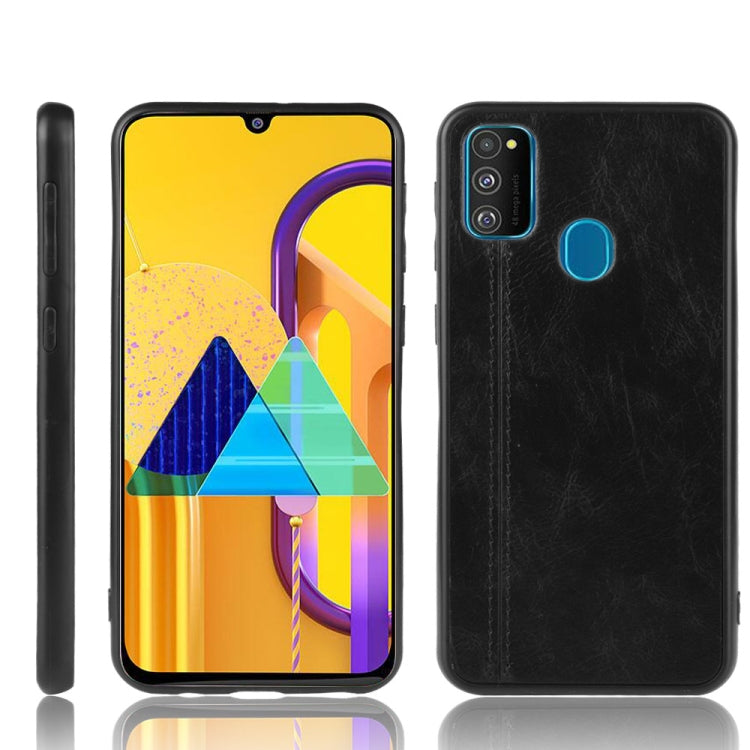 For Galaxy M30s Shockproof Sewing Cow Pattern Skin PC + PU + TPU Case