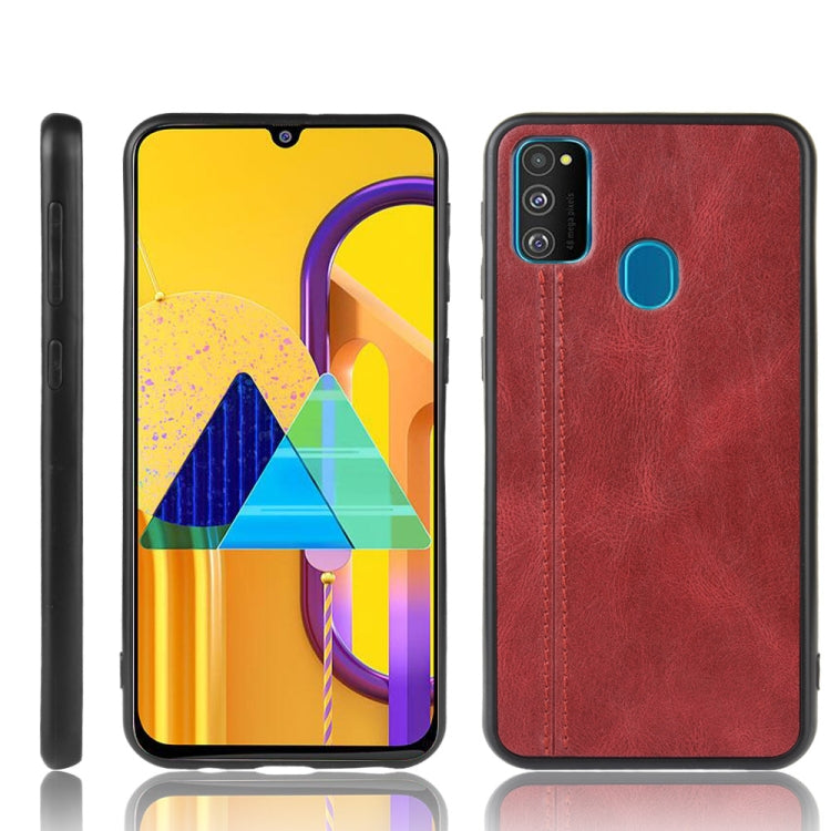 For Galaxy M30s Shockproof Sewing Cow Pattern Skin PC + PU + TPU Case