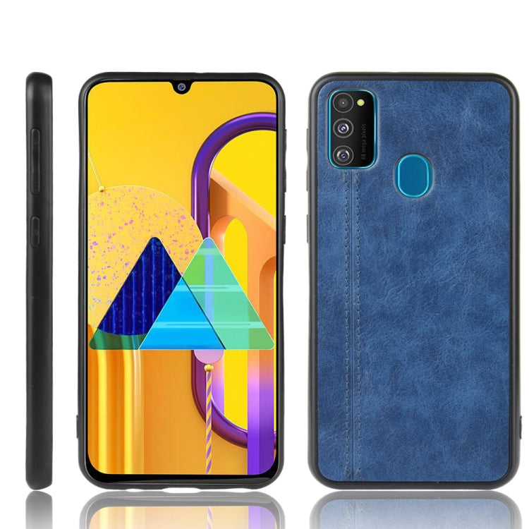 For Galaxy M30s Shockproof Sewing Cow Pattern Skin PC + PU + TPU Case