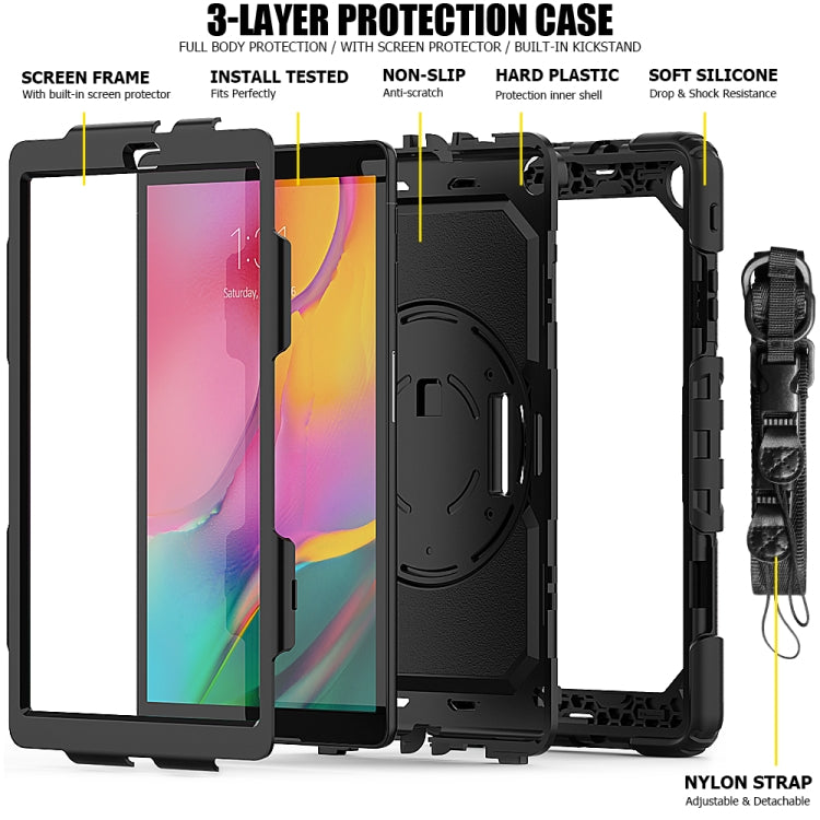 For Galaxy Tab A10.1 2019 / T510 Shockproof Colorful Silica Gel + PC Protective Case, with Holder & Shoulder Strap