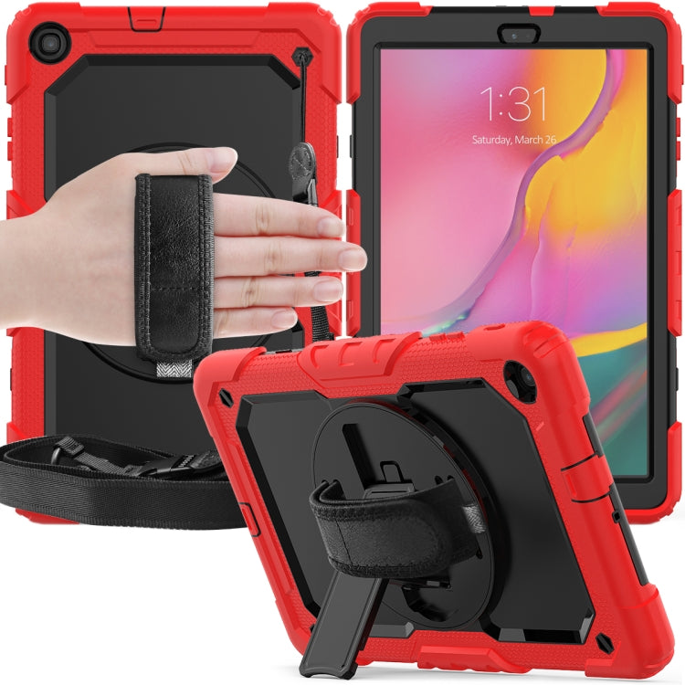 For Galaxy Tab A10.1 2019 / T510 Shockproof Colorful Silica Gel + PC Protective Case, with Holder & Shoulder Strap