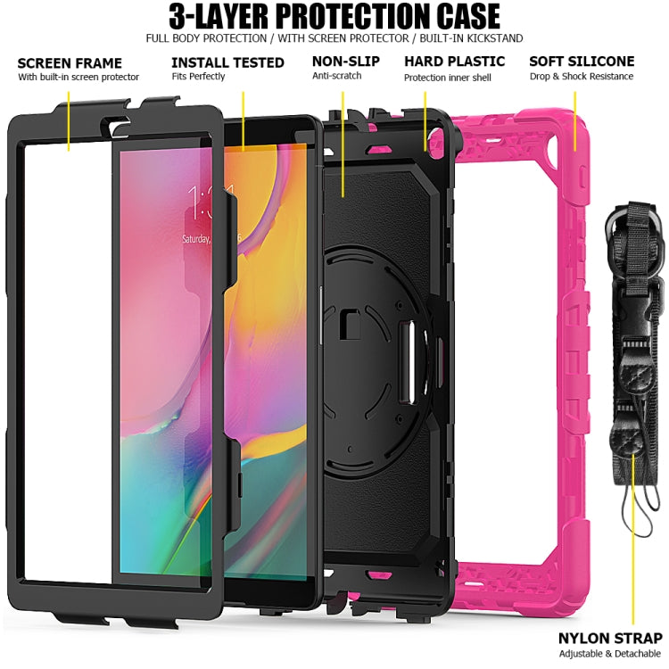 For Galaxy Tab A10.1 2019 / T510 Shockproof Colorful Silica Gel + PC Protective Case, with Holder & Shoulder Strap