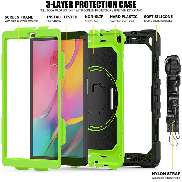 For Galaxy Tab A10.1 2019 / T510 Shockproof Colorful Silica Gel + PC Protective Case, with Holder & Shoulder Strap