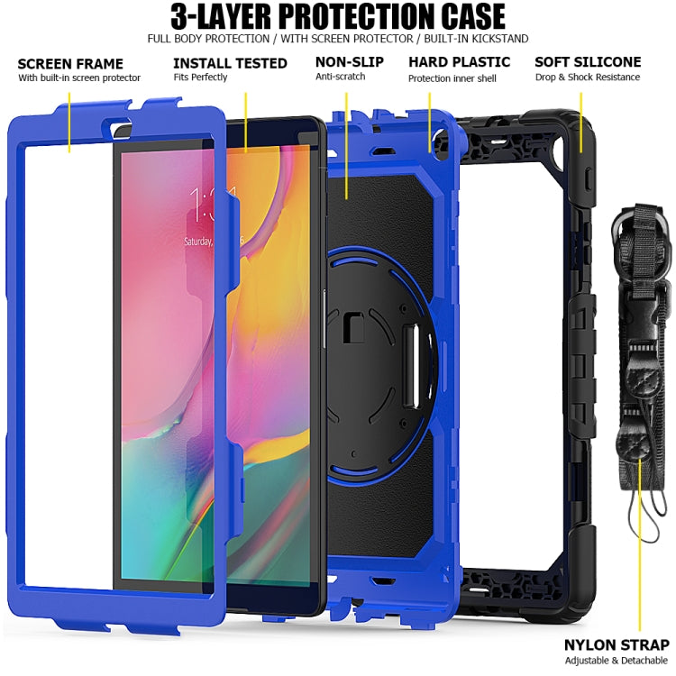 For Galaxy Tab A10.1 2019 / T510 Shockproof Colorful Silica Gel + PC Protective Case, with Holder & Shoulder Strap