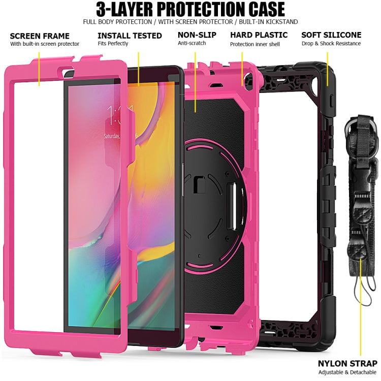 For Galaxy Tab A10.1 2019 / T510 Shockproof Colorful Silica Gel + PC Protective Case, with Holder & Shoulder Strap