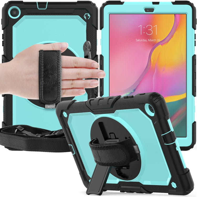 For Galaxy Tab A10.1 2019 / T510 Shockproof Colorful Silica Gel + PC Protective Case, with Holder & Shoulder Strap