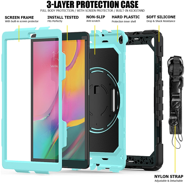 For Galaxy Tab A10.1 2019 / T510 Shockproof Colorful Silica Gel + PC Protective Case, with Holder & Shoulder Strap