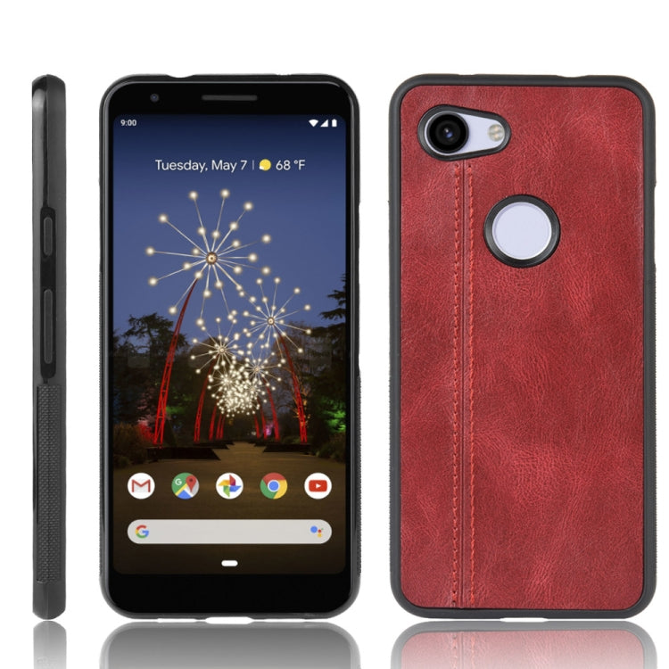 For Google Pixel 3a XL Shockproof Sewing Cow Pattern Skin PC + PU + TPU Case