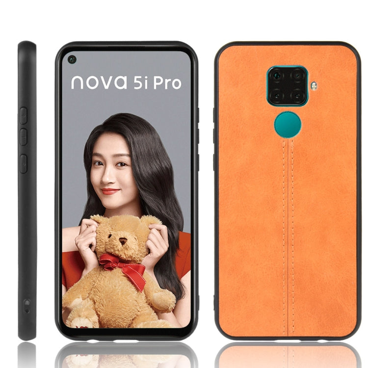 For Huawei Nova 5i Pro / Nova 5z Shockproof Sewing Cow Pattern Skin PC + PU + TPU Case