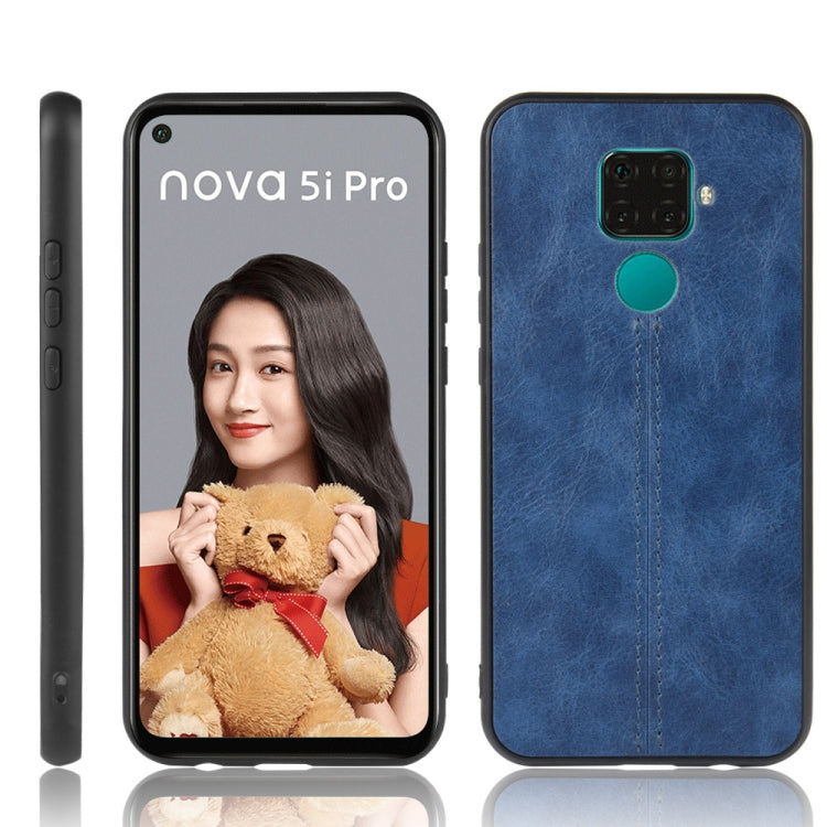 For Huawei Nova 5i Pro / Nova 5z Shockproof Sewing Cow Pattern Skin PC + PU + TPU Case