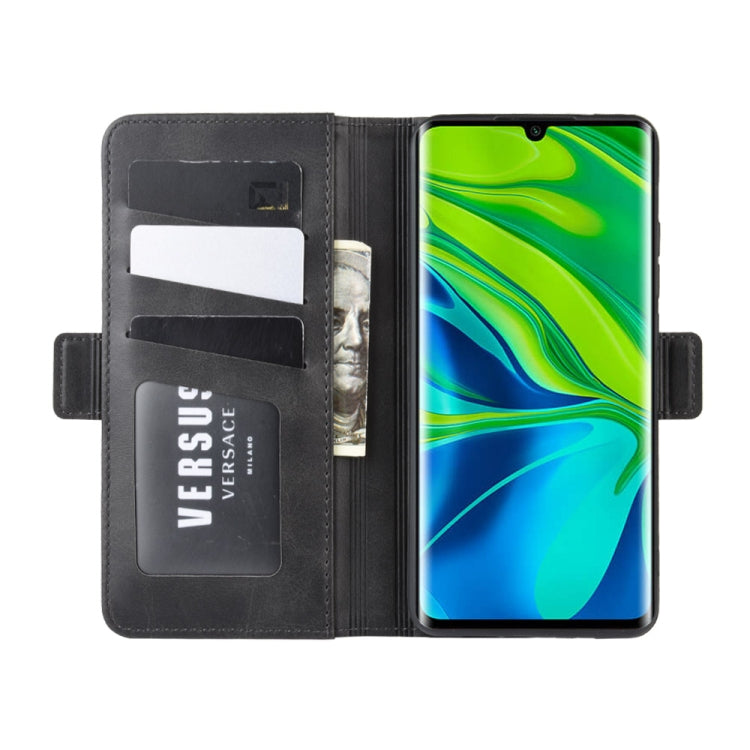 For Xiaomi Mi Note 10 Pro Double Buckle Crazy Horse Business Mobile Phone Holster with Card Wallet Bracket Function
