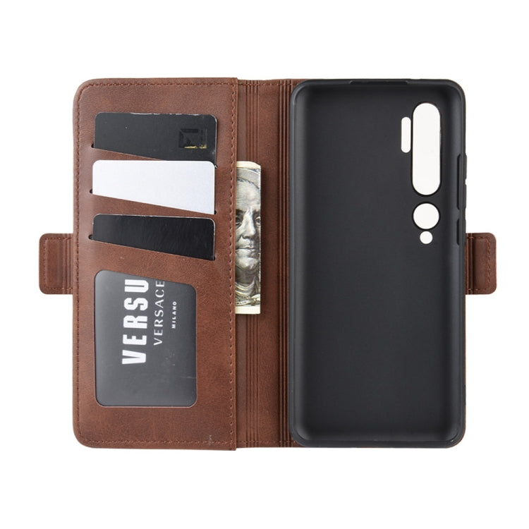 For Xiaomi Mi Note 10 Pro Double Buckle Crazy Horse Business Mobile Phone Holster with Card Wallet Bracket Function