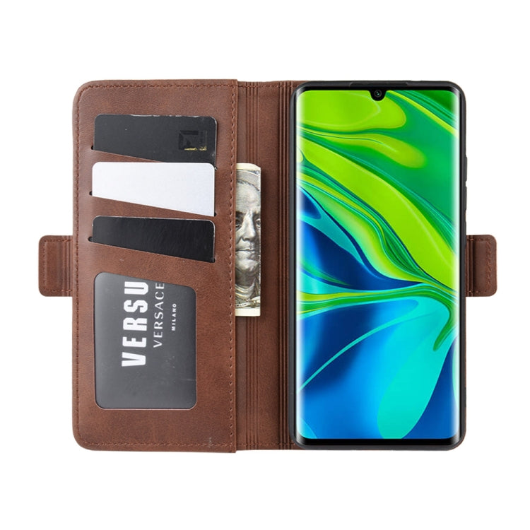 For Xiaomi Mi Note 10 Pro Double Buckle Crazy Horse Business Mobile Phone Holster with Card Wallet Bracket Function