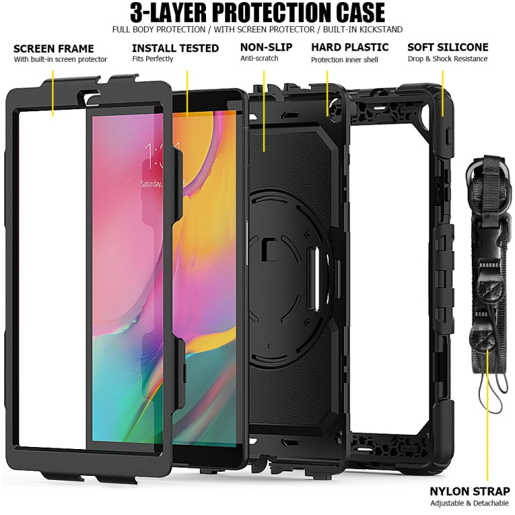 For Galaxy Tab A8.0 2019 / T290 Shockproof Colorful Silica Gel + PC Protective Case, with Holder & Shoulder Strap & Hand Strap