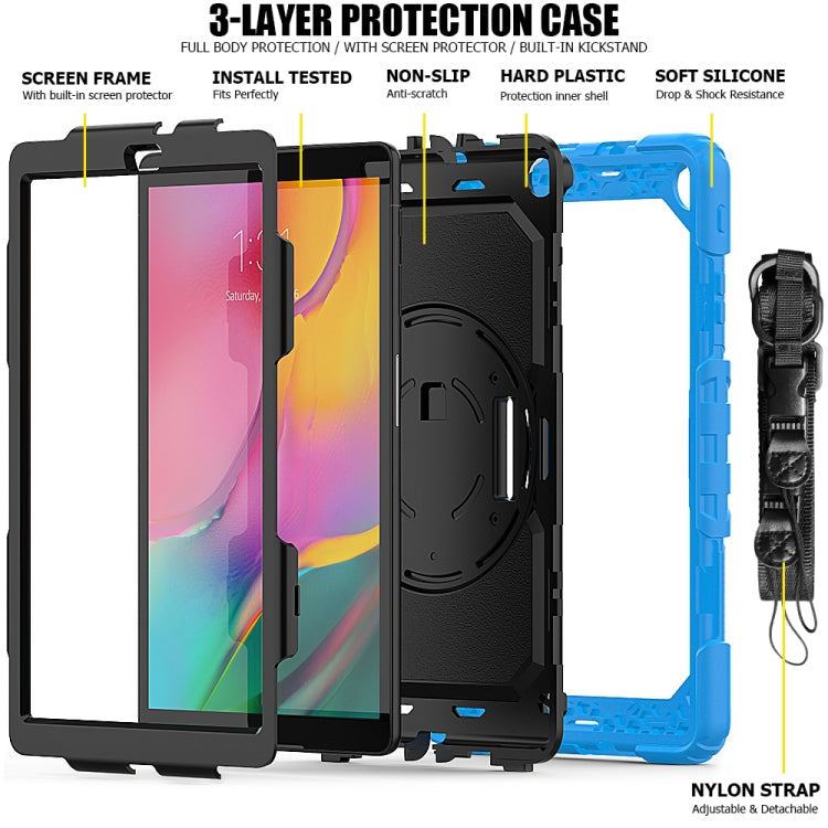 For Galaxy Tab A8.0 2019 / T290 Shockproof Colorful Silica Gel + PC Protective Case, with Holder & Shoulder Strap & Hand Strap