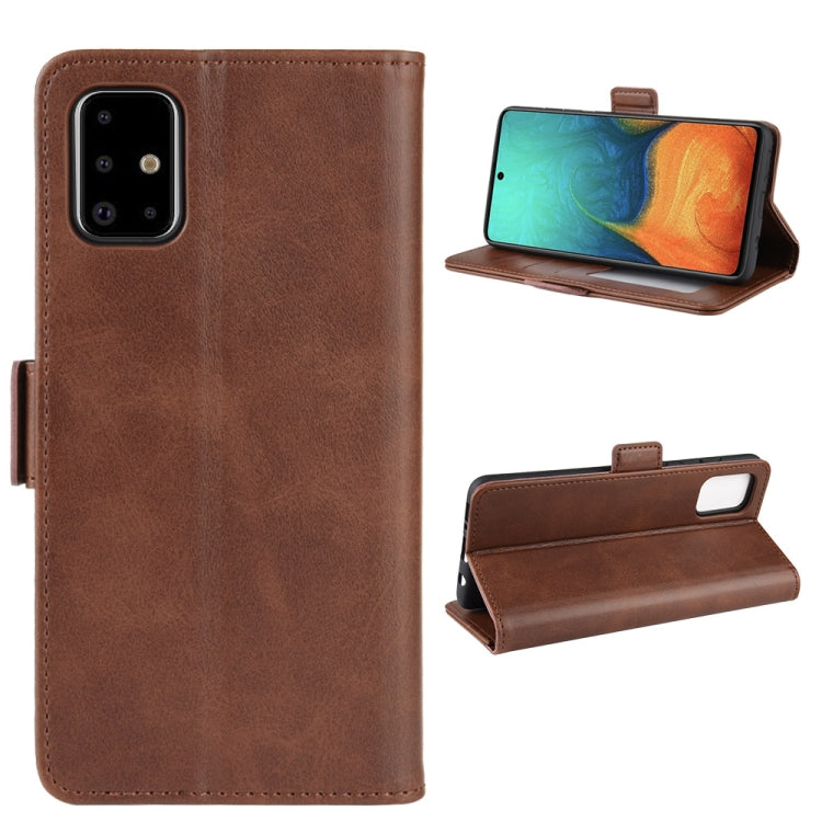 For Galaxy A71 Double Buckle Crazy Horse Business Mobile Phone Holster with Card Wallet Bracket Function