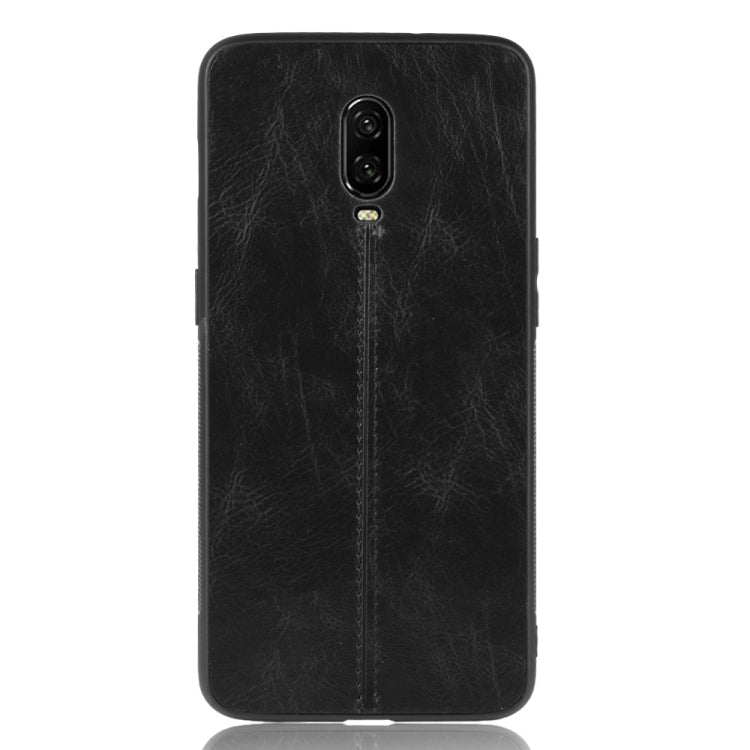 For OnePlus 6T Shockproof Sewing Cow Pattern Skin PC + PU + TPU Case