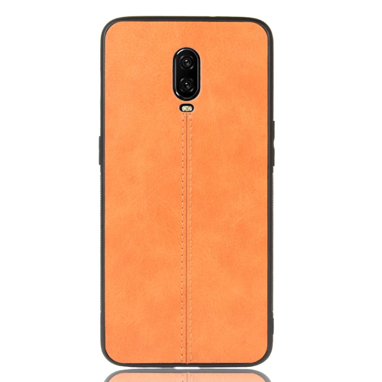 For OnePlus 6T Shockproof Sewing Cow Pattern Skin PC + PU + TPU Case