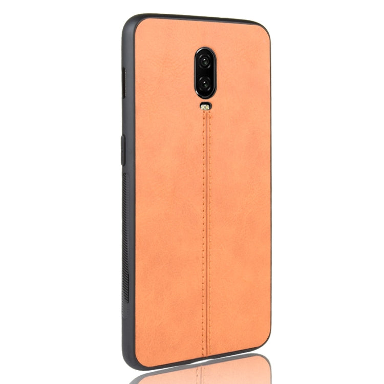 For OnePlus 6T Shockproof Sewing Cow Pattern Skin PC + PU + TPU Case