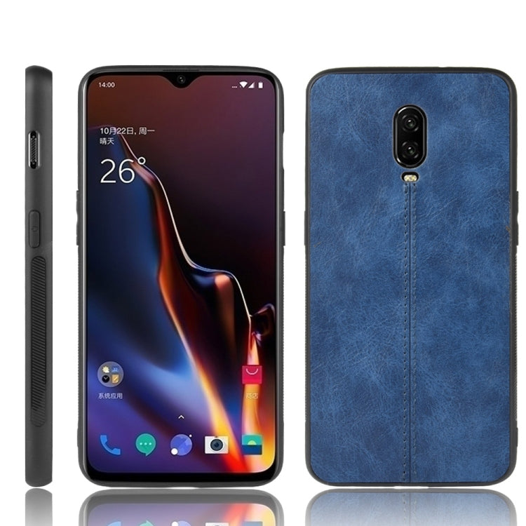 For OnePlus 6T Shockproof Sewing Cow Pattern Skin PC + PU + TPU Case