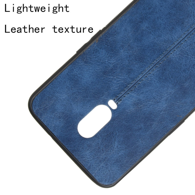 For OnePlus 6T Shockproof Sewing Cow Pattern Skin PC + PU + TPU Case