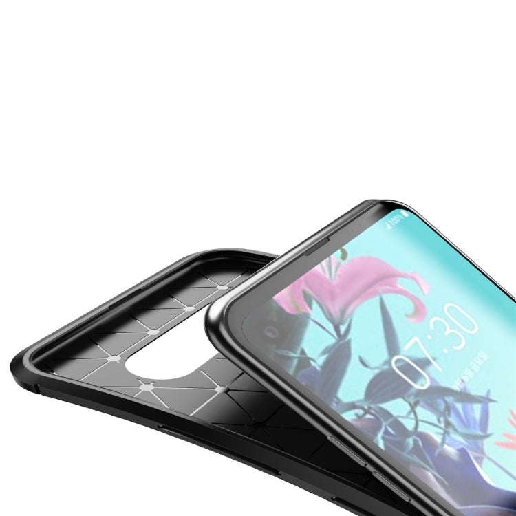 For LG Q70 Beetle Series Carbon Fiber Texture Shockproof TPU Case