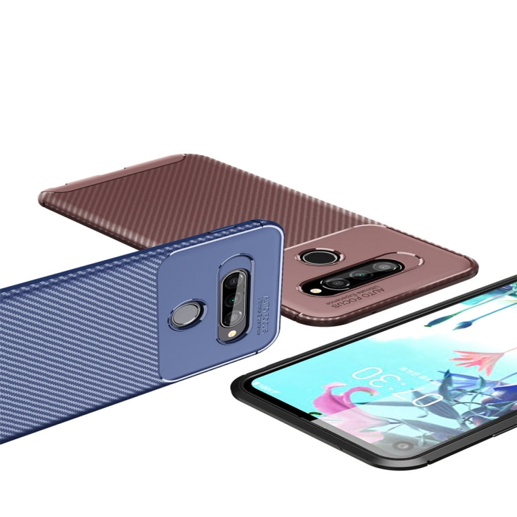 For LG Q70 Beetle Series Carbon Fiber Texture Shockproof TPU Case