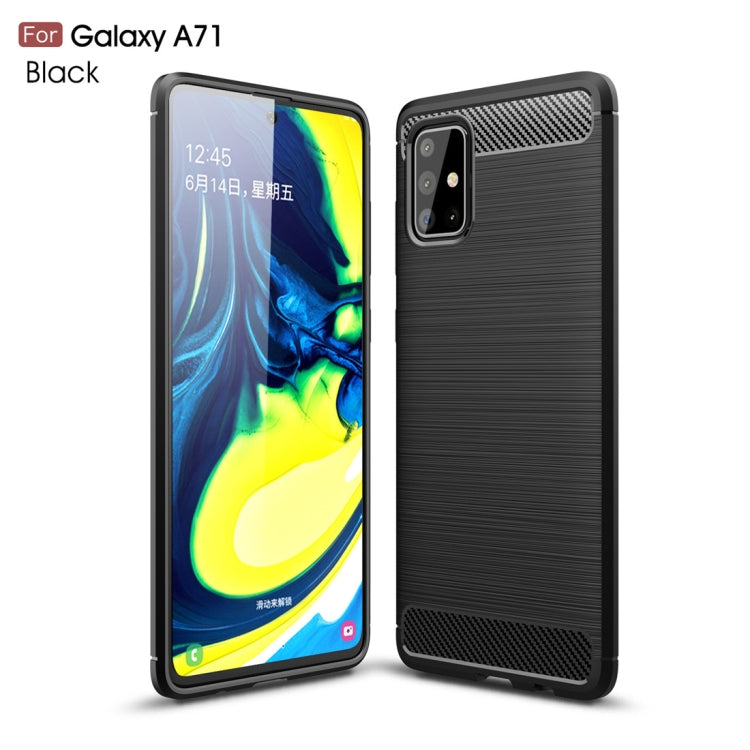 For Galaxy A71 Brushed Texture Carbon Fiber TPU Case