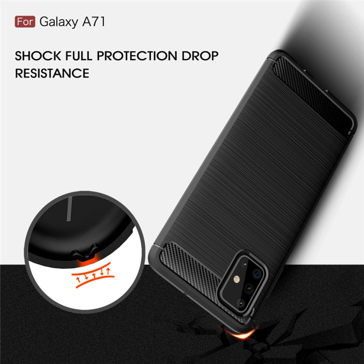 For Galaxy A71 Brushed Texture Carbon Fiber TPU Case