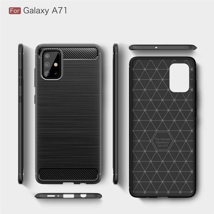 For Galaxy A71 Brushed Texture Carbon Fiber TPU Case