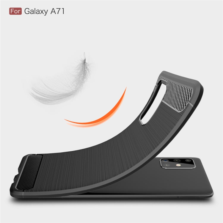 For Galaxy A71 Brushed Texture Carbon Fiber TPU Case